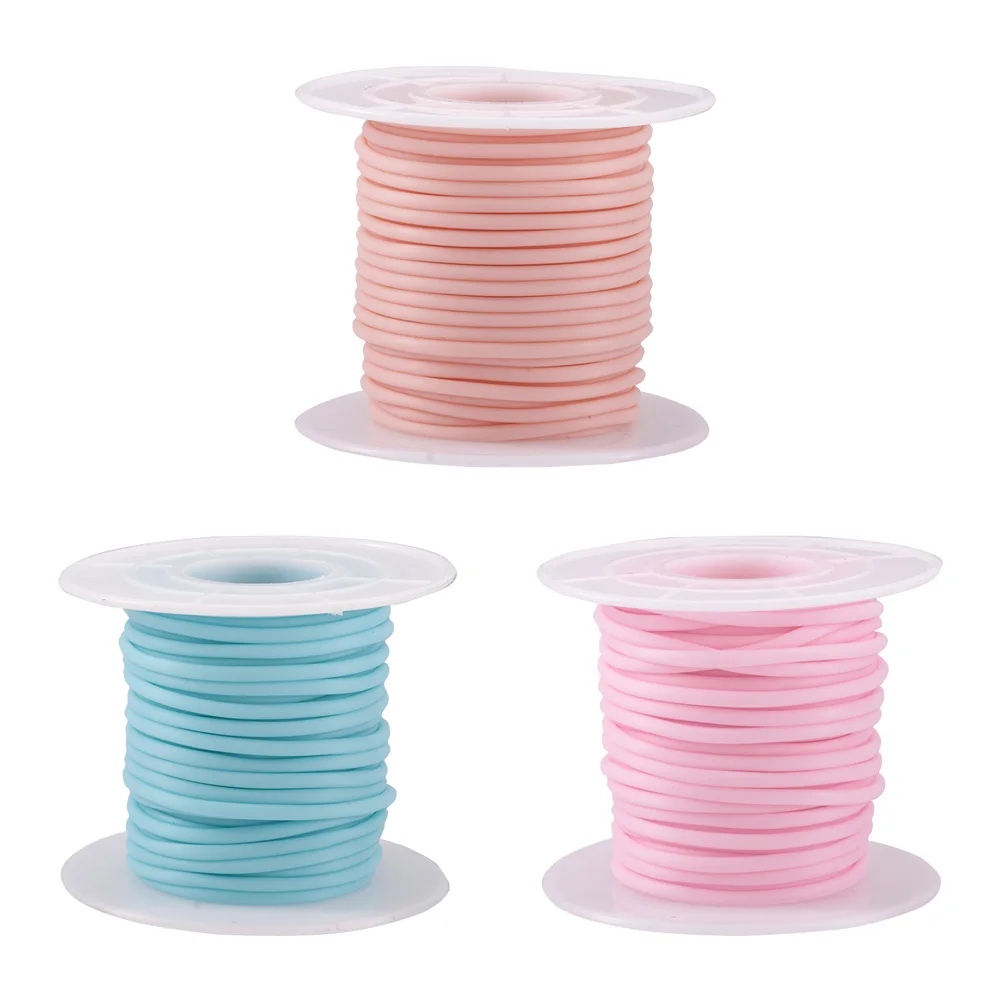 30M 3 Colors Hollow Pipe PVC 2mm Tubue Cord Synthetic Rubber Cord Thread for DIY Making Jewelry Findings