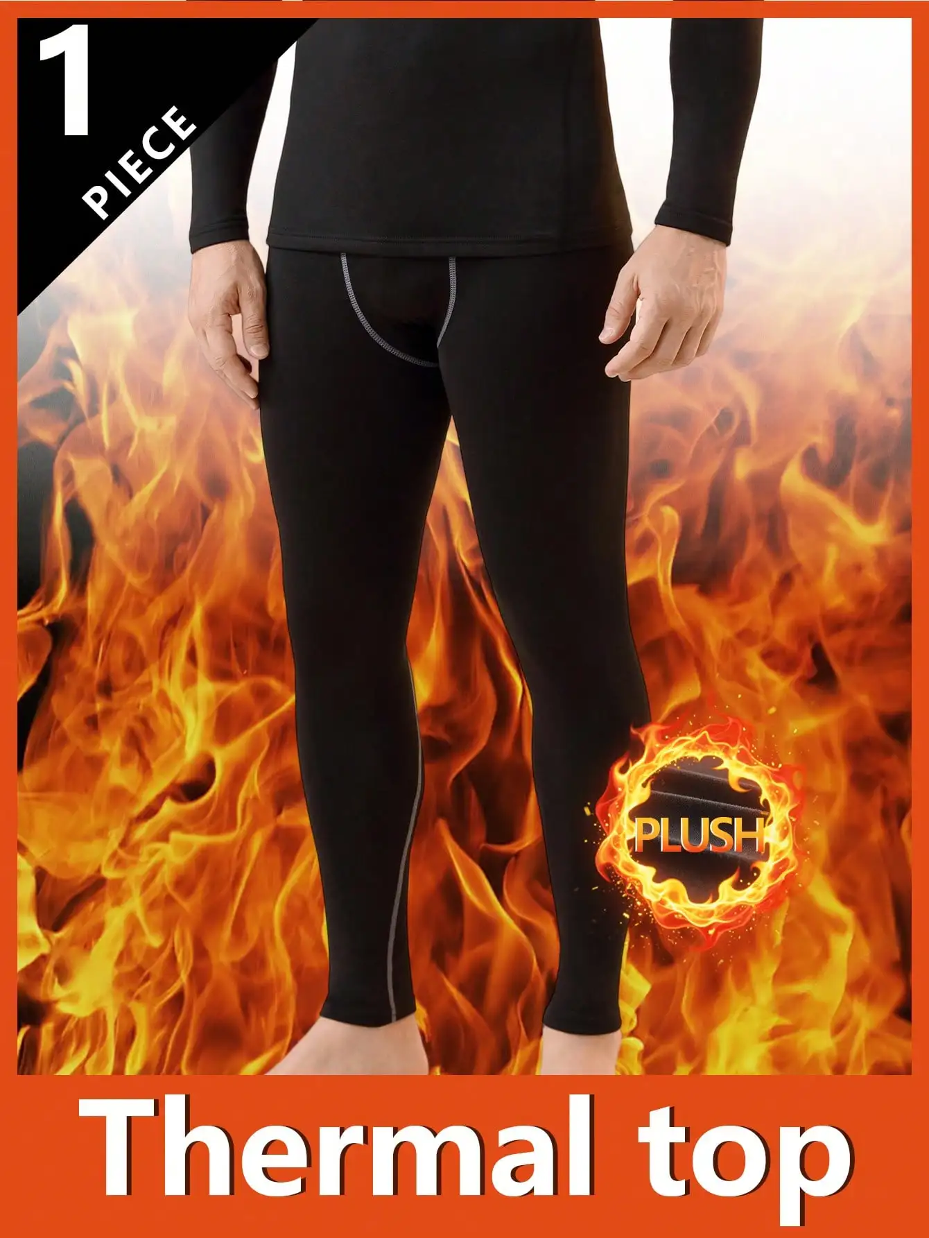 

Men's Black Thermal Base Layer Pants with Plush Lining, High-Elastic Fit for Cold Weather