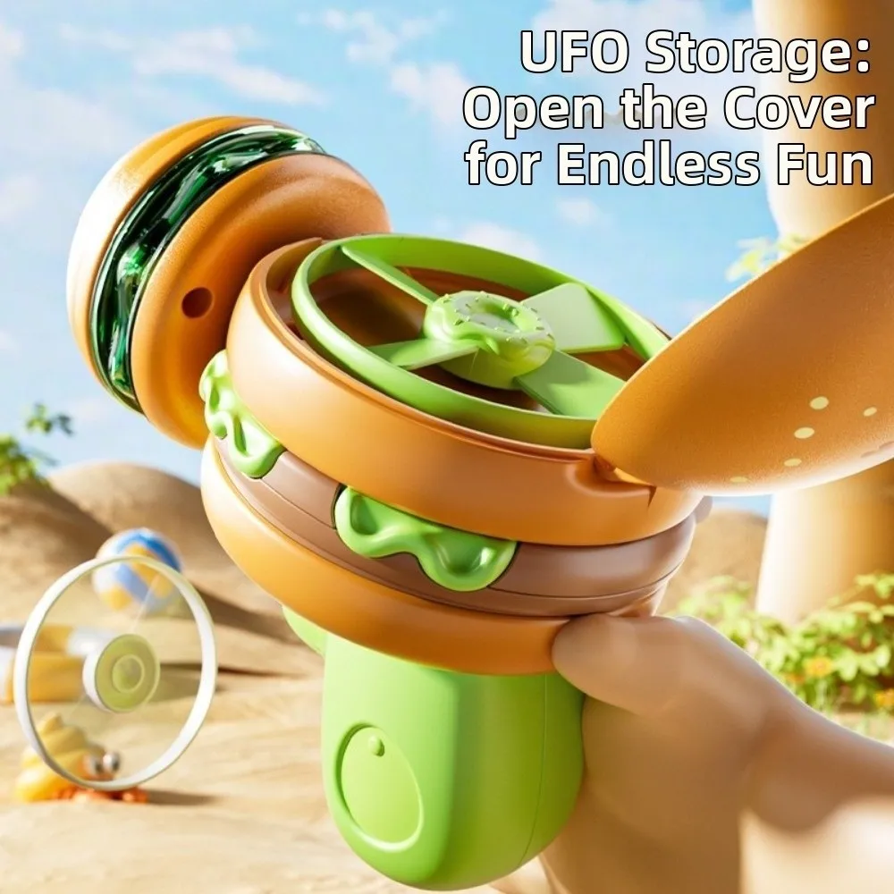 

2 in 1 Gyro Flying Disc Launcher Novel Design Rotating Gyro Soaring Propeller Colorful Luminous Luminous Children Play