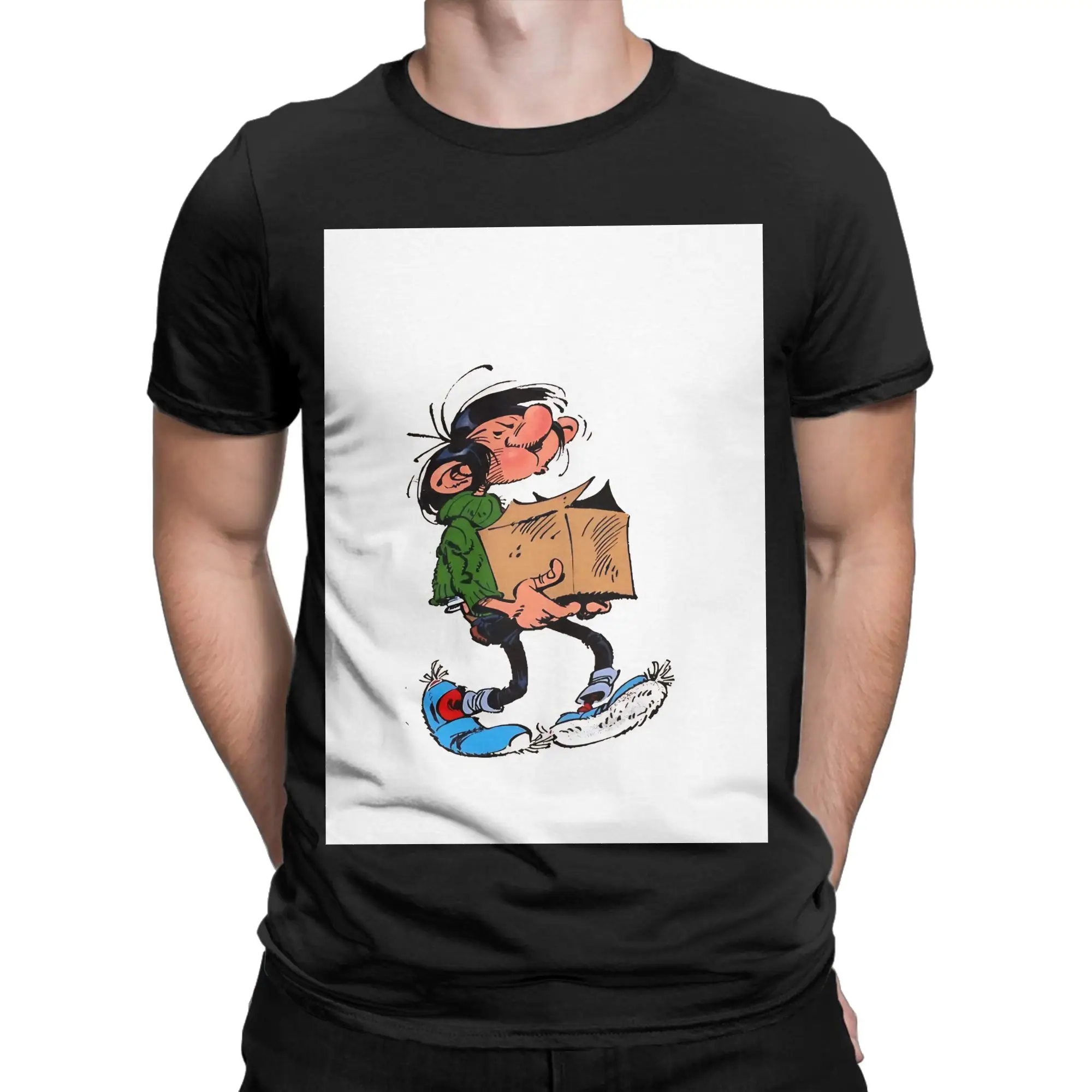 Gaston lagaffe Graphic Shirt white poster painting Novelty 100% Cotton T-Shirt Gaston Lagaffe Tops Tees For Men