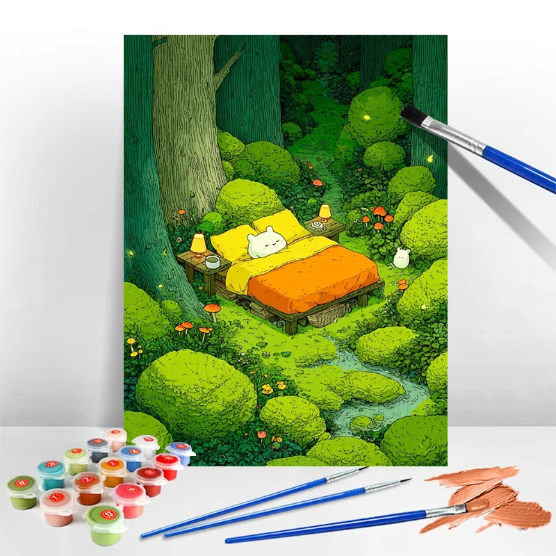 

Лесная забавная цифровая картина маслом для взрослых, набор «сделай сам», ручная роспись маслом, безрамная цифровая раскраска, украшение для дома