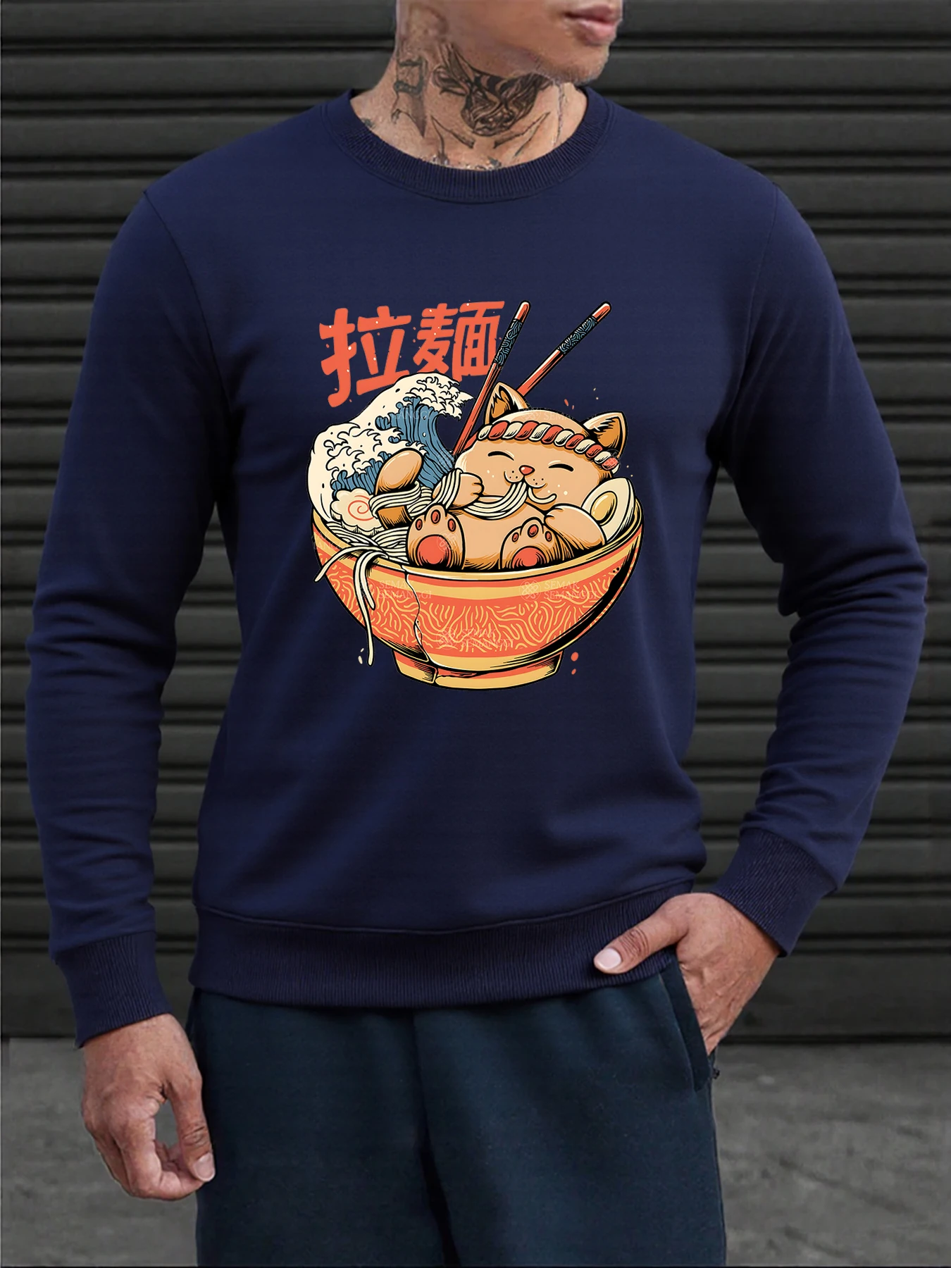 Sudaderas informales con estampado de Ramen de mariscos japoneses para hombre, sudadera Harajuku con cuello redondo, gran oferta, jerséis que combinan con todo