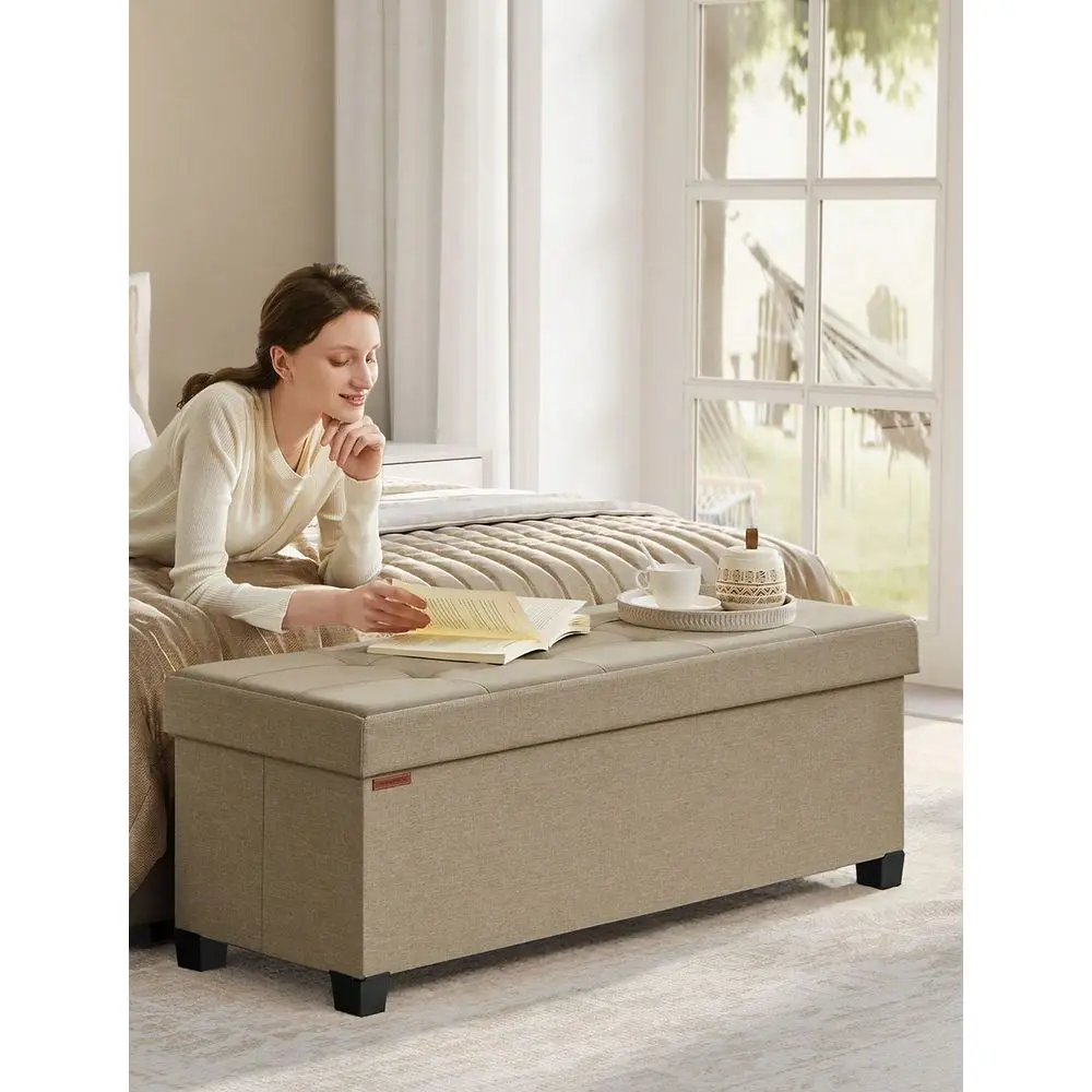 Storage Ottoman, Folding Storage Bench, Ottoman With Storage, Storage Ottoman Bench, For Living Room, Bedroom, 15 X 43.3 X 15.7