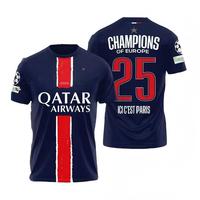 Grand Paris PSG Champion Version Tops Short Sleeve Home jersey Dembélé & Doué 3ds Breathable Comfortable Outdoor Sports Training
