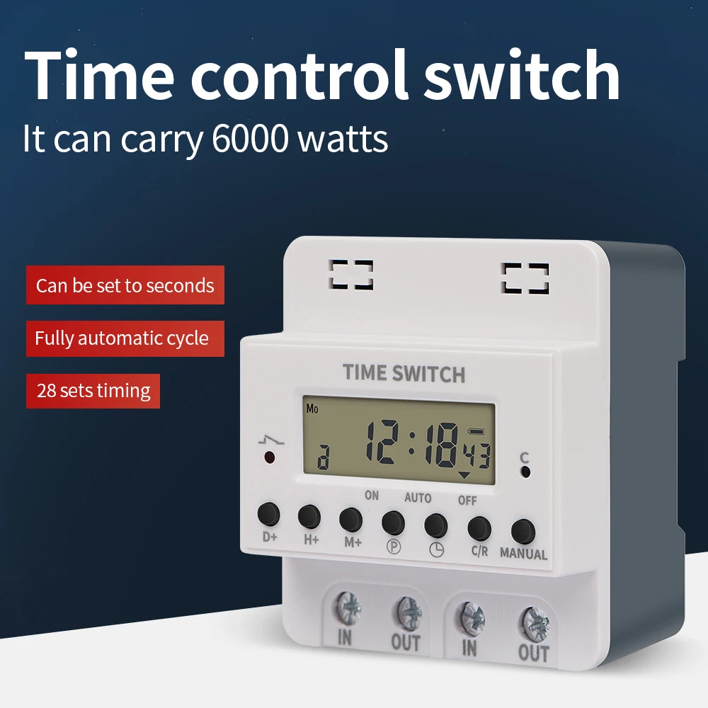 

60A Digital Timer Switch Relay New Type Din Rail 2 wire Weekly 7 Days Programmable Electronic Timer Control AC 220V KG316T