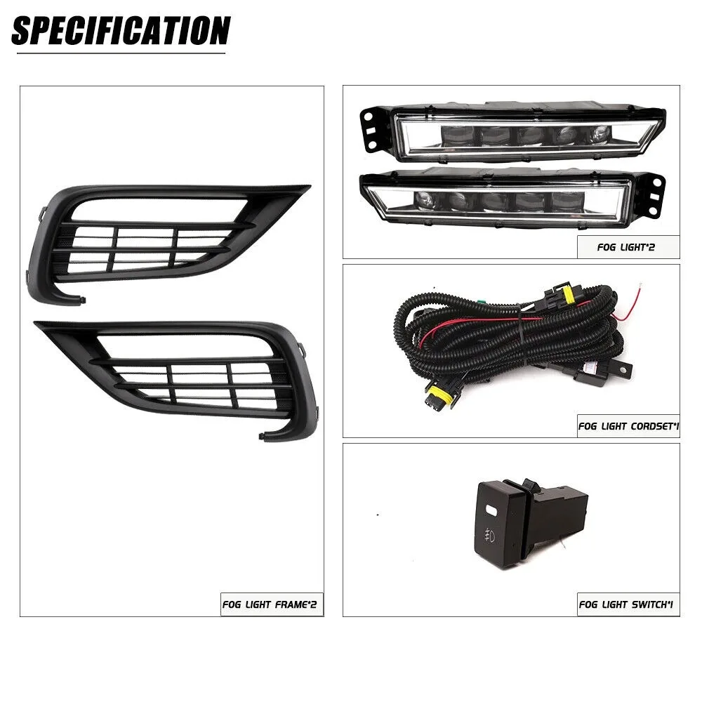 For Honda Insight 2019 2020 2021 2022 Halogen Bumper Fog Lights Driving Lamps w/Switch and Kits Pair Set Left+Right