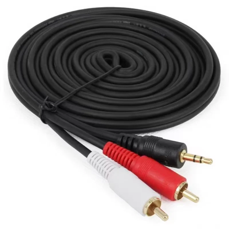 Suitable for PC DVD, Computer TV Recorder, Speaker 3.5mm to 2 RCA Audio and Video Cables, Y-Shaped Splitter Cable
