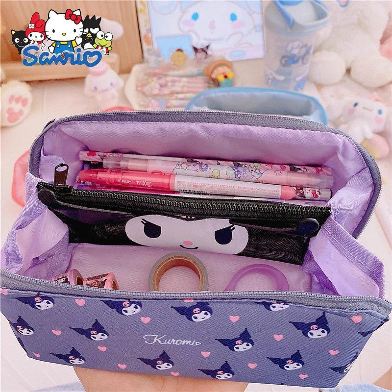 Imagem -03 - Cartoon Mezanino Lápis Case Ins Japonês Bonito Kuromi Cinnamoroll Minha Melody Lápis Caixa de Papelaria de Grande Capacidade Atacado