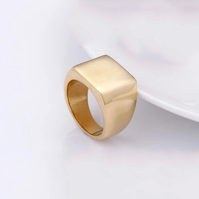 High Quality Square Ring For Men Smooth Stainless Steel Fashion Party Finger Jewelry Gift