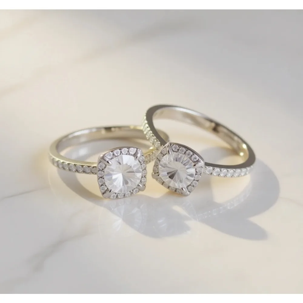 

Обручальное/помолвочное кольцо из стерлингового серебра 925 пробы с цирконом для женщин, размер 7