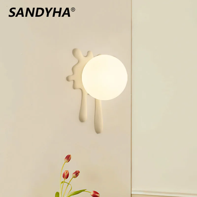 

Modern Cream Wall Lamp Colorful Spherical Lustre Ball Led Night Light Home Decor Children Room Bedroom Bedside Lighting Fixture