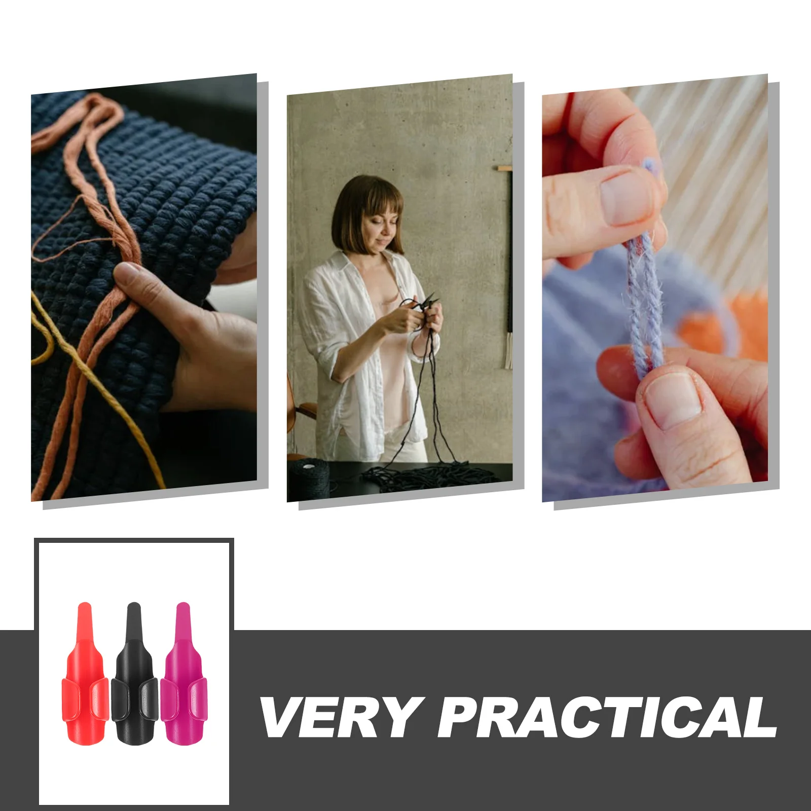 

3Pcs Sewing Fingerthing Thread Controller Plastic Finger Protector Tool for Knitting Sewing Craft Making Supplies
