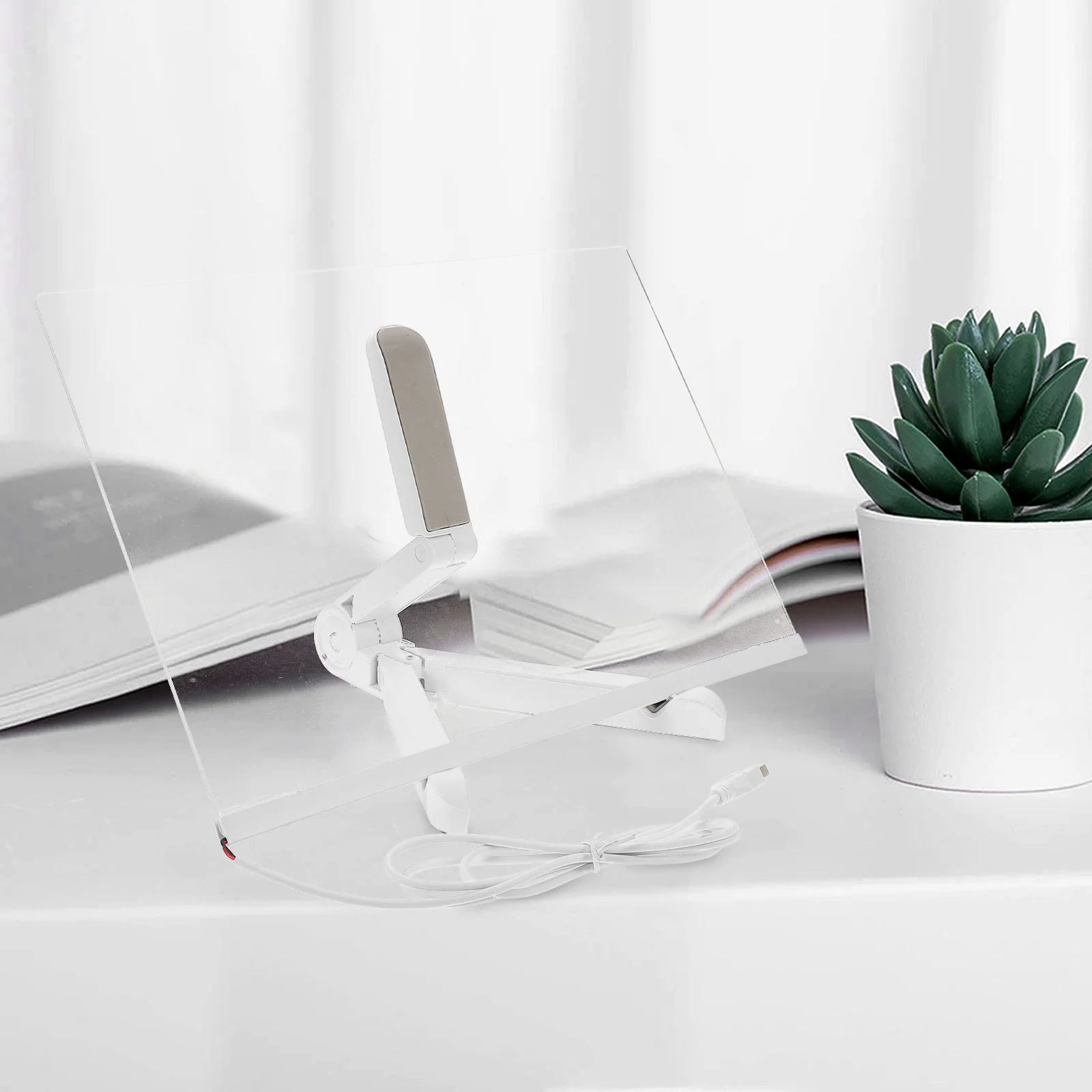 

1Set LED Note Board Light Up Acrylic Memo Board Adjustable Stand 7 Pens Versatile Writing Experience Day Night Use