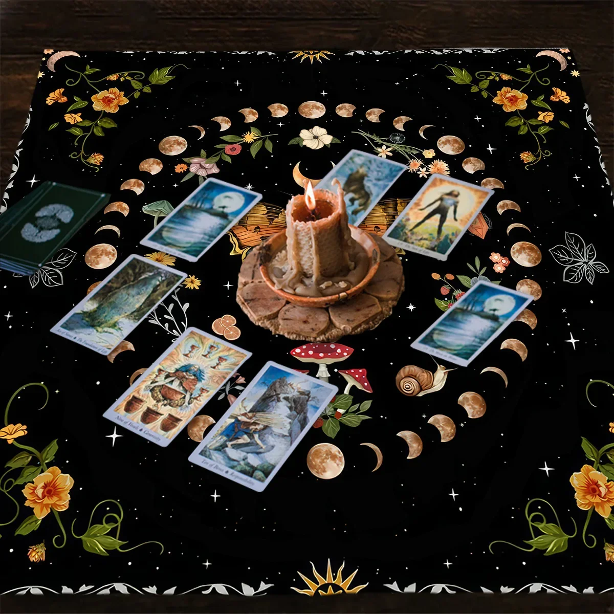 Moon Phase Butterfly Tarot Tablecloth Botanical Celestial Altar Cloth  Tarot Mat Tapestry Wall Hanging Tarot Spread Cover Witch
