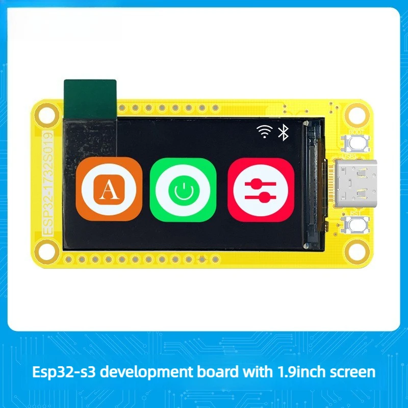 ESP32 S3 Board with 1.9 Inch Display WiFi Bluetooth TFT Module 170x320 Resolution LVGL Graphics for Wearable Device