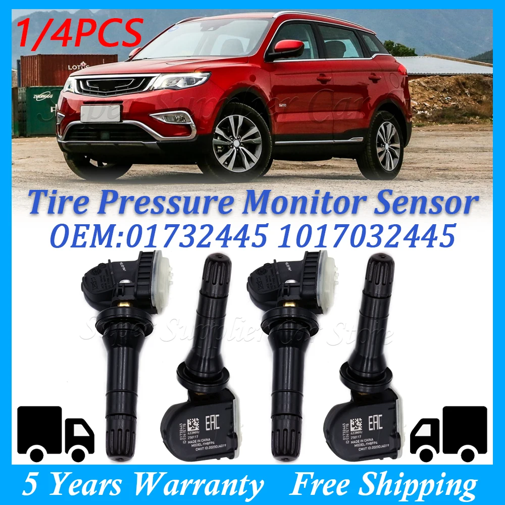 1/ 4PCS TPMS 433MHZ Tire Pressure Sensor 01732445 1017032445 For Geely Atlas Emgrand X7 Tugella Xingyue Haval H6 H9 F5 F7 JOLION