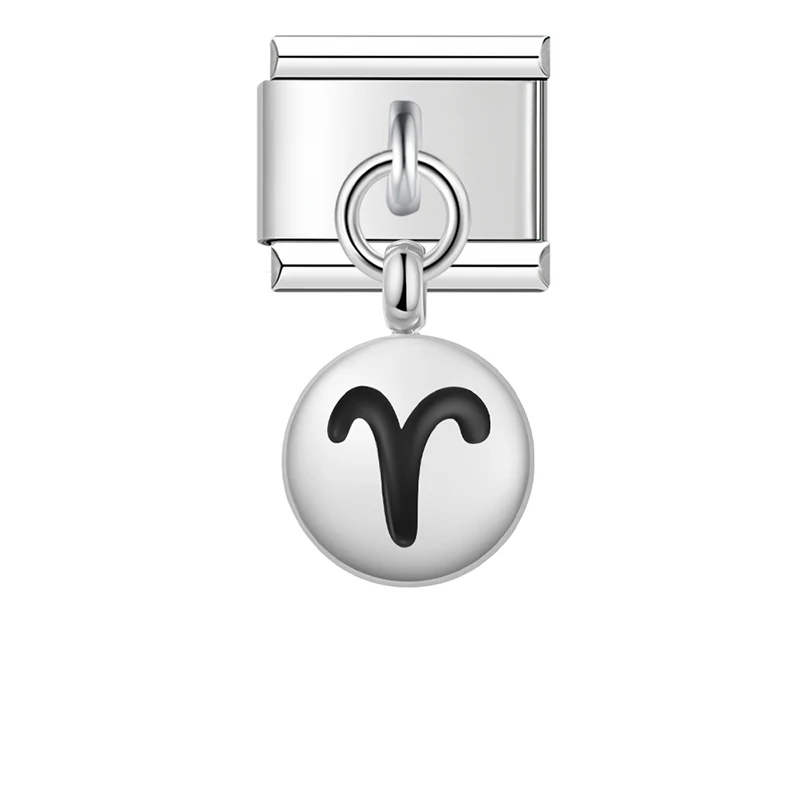 Hapiship 2025 جديد إمرأة جولة 12 كوكبة دلايات إيطالية صالح 9 مللي متر سوار الفولاذ المقاوم للصدأ لتقوم بها بنفسك صنع المجوهرات DJ1489 #2