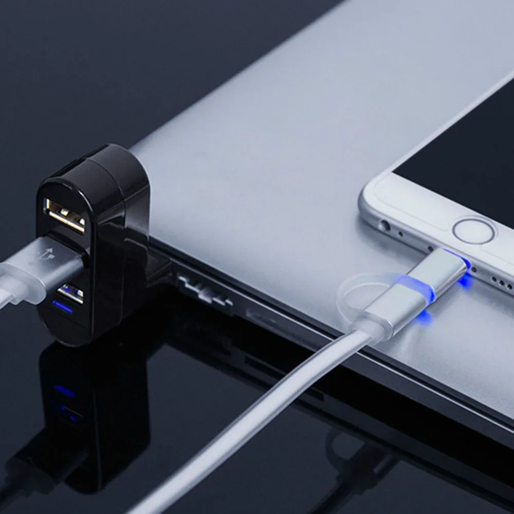 USB 2.0 High Quality Rotate Hub USB Black 3 Ports Mini Splitter Adapter