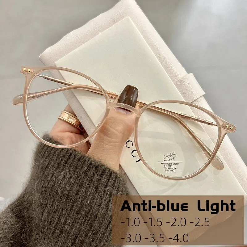 Luxury Brand Myopia Glasses Anti-Blue Light Computer Eyeglasses Women Fashion Prescription Near Sight Glasses Diopter 0 To -4.0