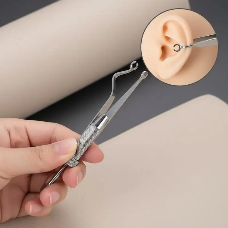 Stainless Steel Piercing Forceps Clamp Tool Lip Nail Earring Puncture Clip Open Close Ear Nose Septum Body Piercing Tool