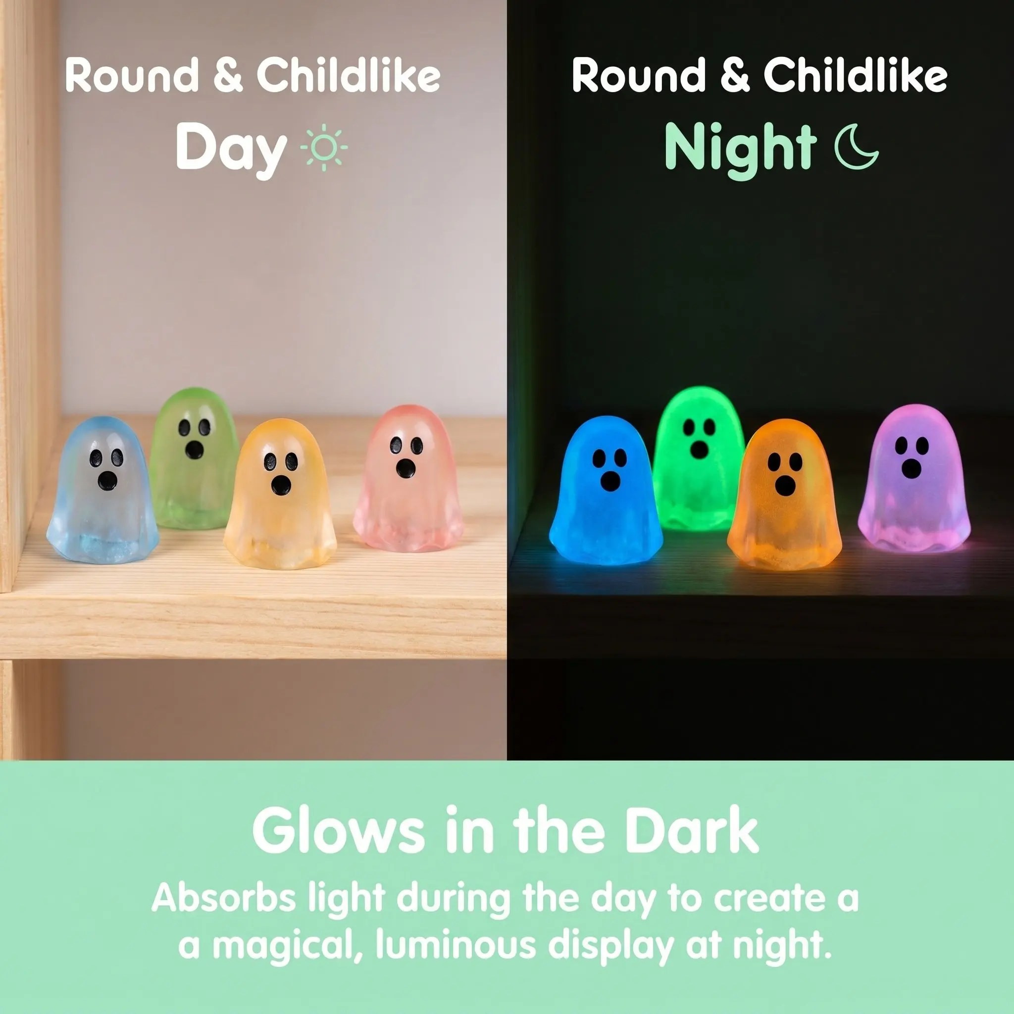 84 Pcs Miniature Resin Ghost Figurines Small Glow The Dark Halloween Ornament Cute Ornaments Colorful Decorations