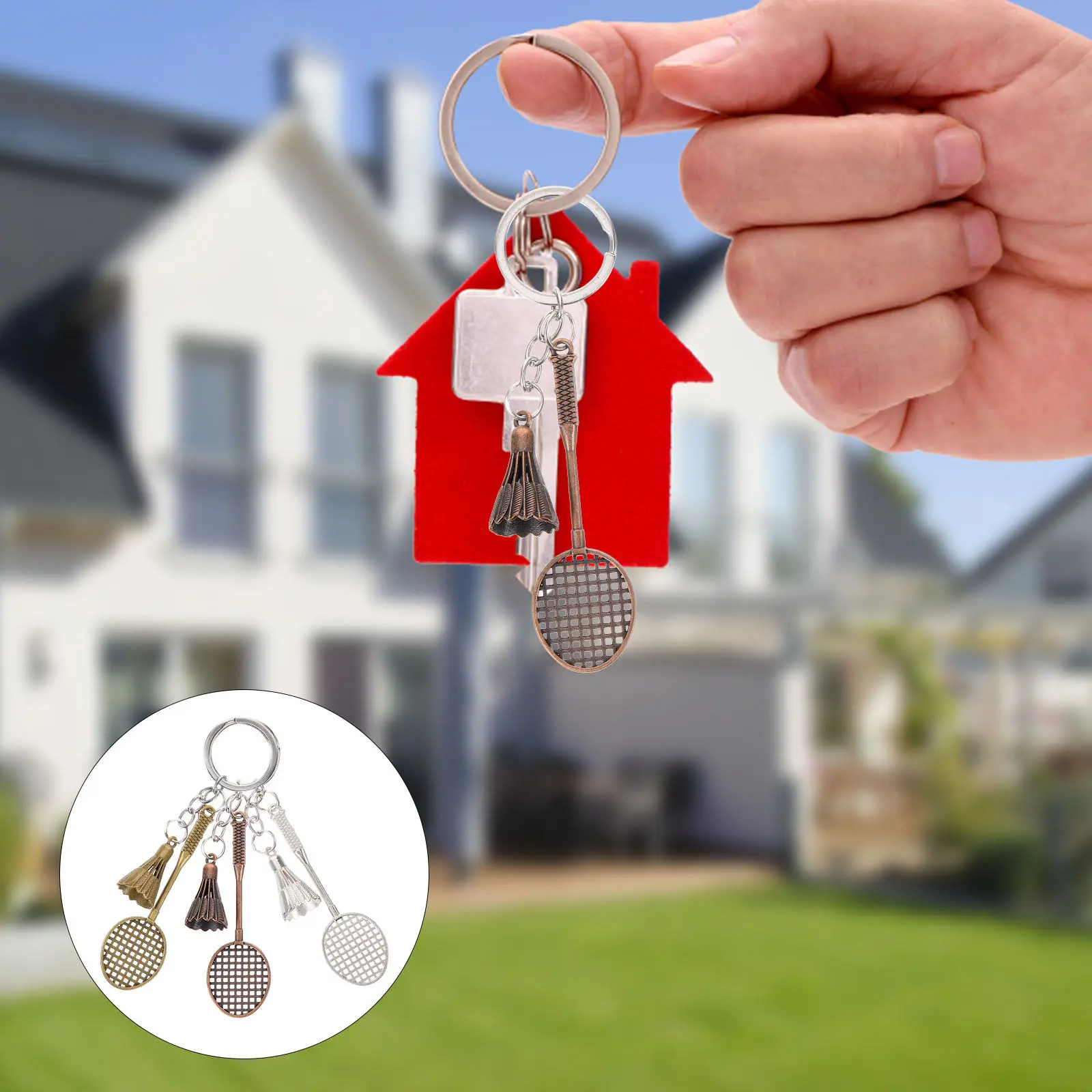 

3Pcs Badminton Keychain Metal Key Rings Bag Hanging Decoration Backpack Pendant Sports Key Chain Gift for Teens