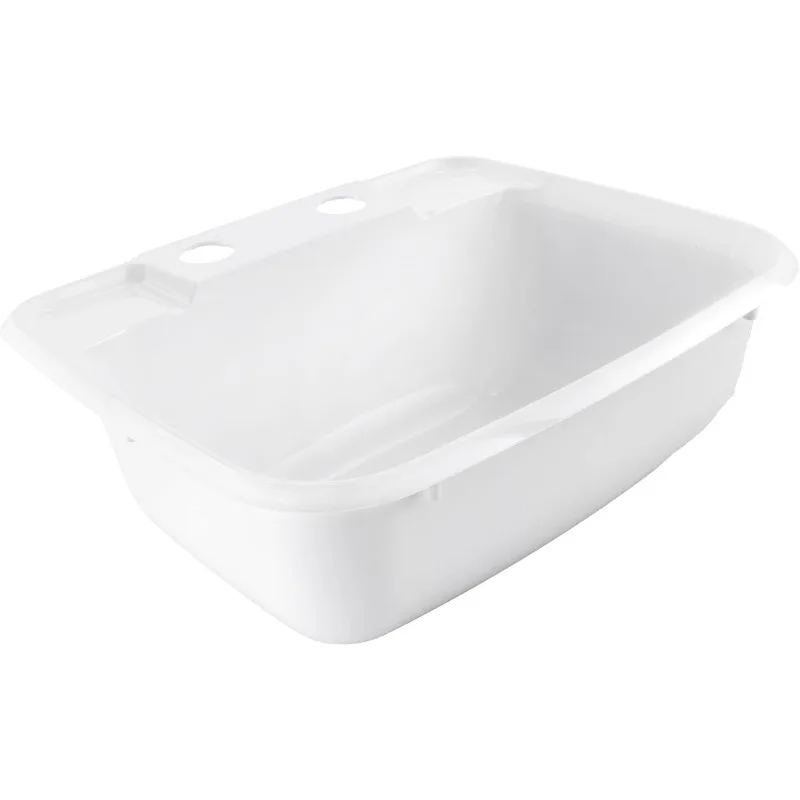 Fregadero de baño rectangular RV, lavabo de un solo tazón, lavabo Camper, plástico blanco