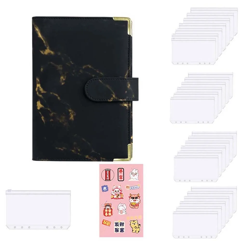 A6 Libro di budget in contanti Adesivi per cartoni animati Pulsante magnetico Notebook a fogli mobili Tavoli di budget per agenda settimanale accademica