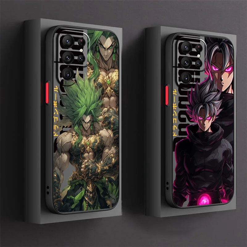 D-Dragon Ball Art Goku Frosted Translucent For Samsung Galaxy S24 S23 S22 S21 S20 FE S10 S9 S8 Plus Ultra Pro 5G Back