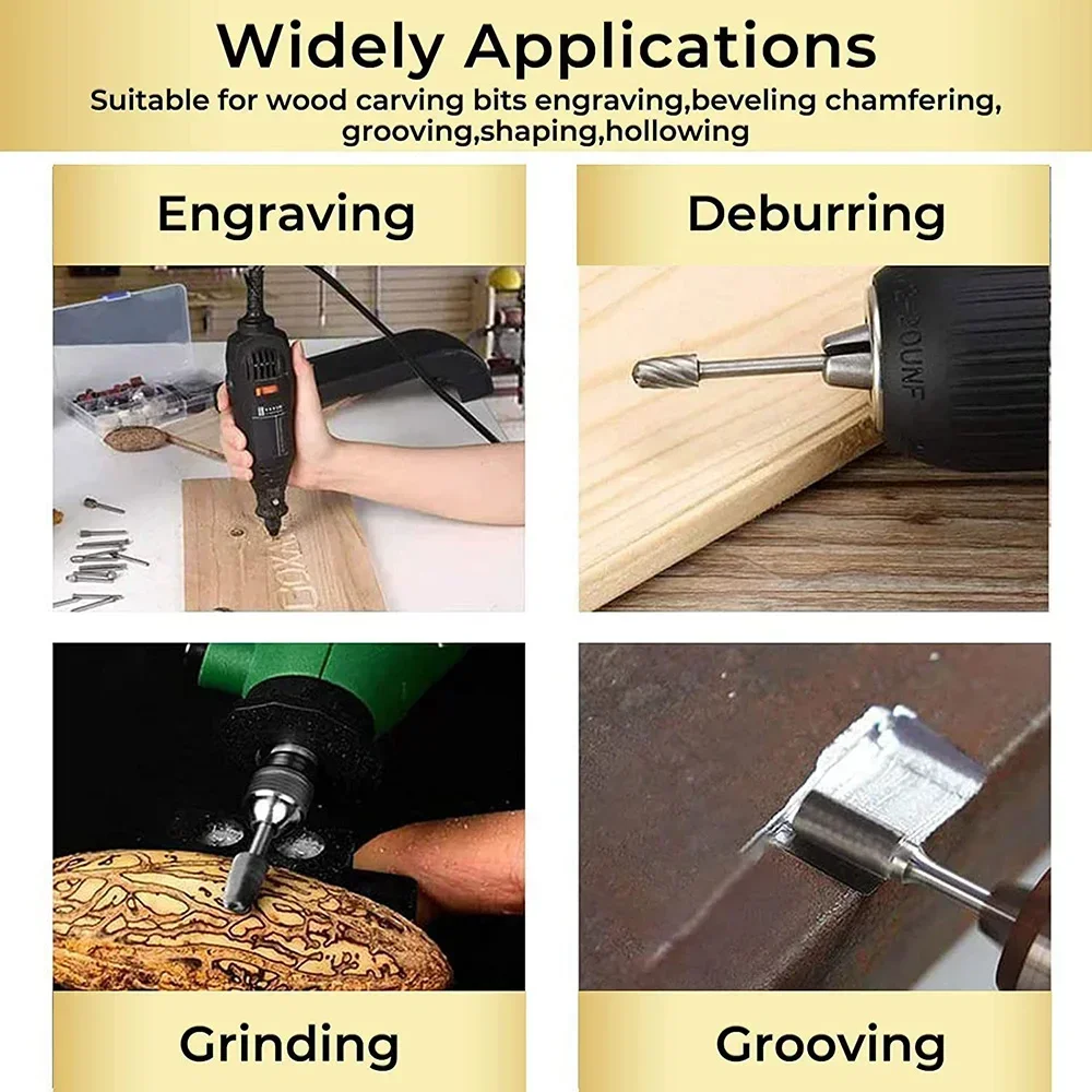 STONEGO HSS Rotary File Set - Carving and Engraving Bits with 1/8\