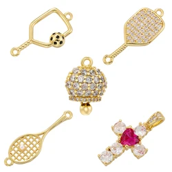 3Pcs Tennis Racket-Shaped Charms Ornament Suitable for Jewelry Making Zircon Cross Pendant DIY Handmade Jewelry Accessory:VD1440