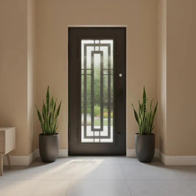 Classic Wrought Iron Door Single or Double Flat Top with Side Scroll Design for External Entrance Weather Resistant