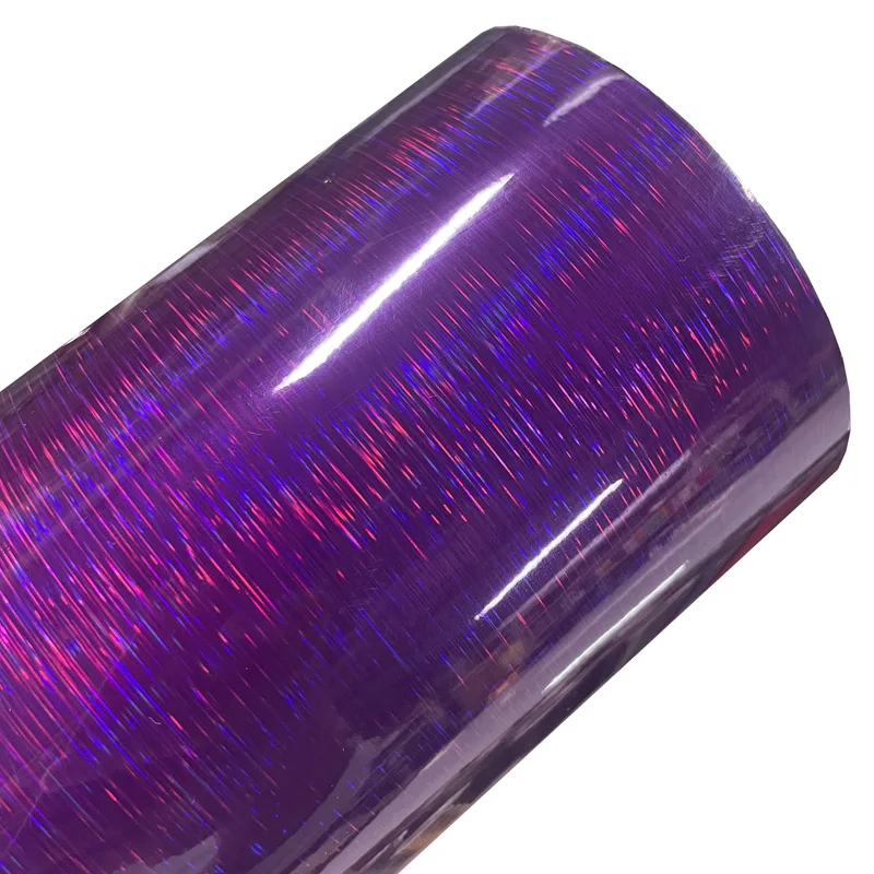 Premium Sparkle Gloss Purple Brushed Holographic Vinyl Wrap Film Self Adhesive Decal Sticker Automotive Car Wrapping Foil