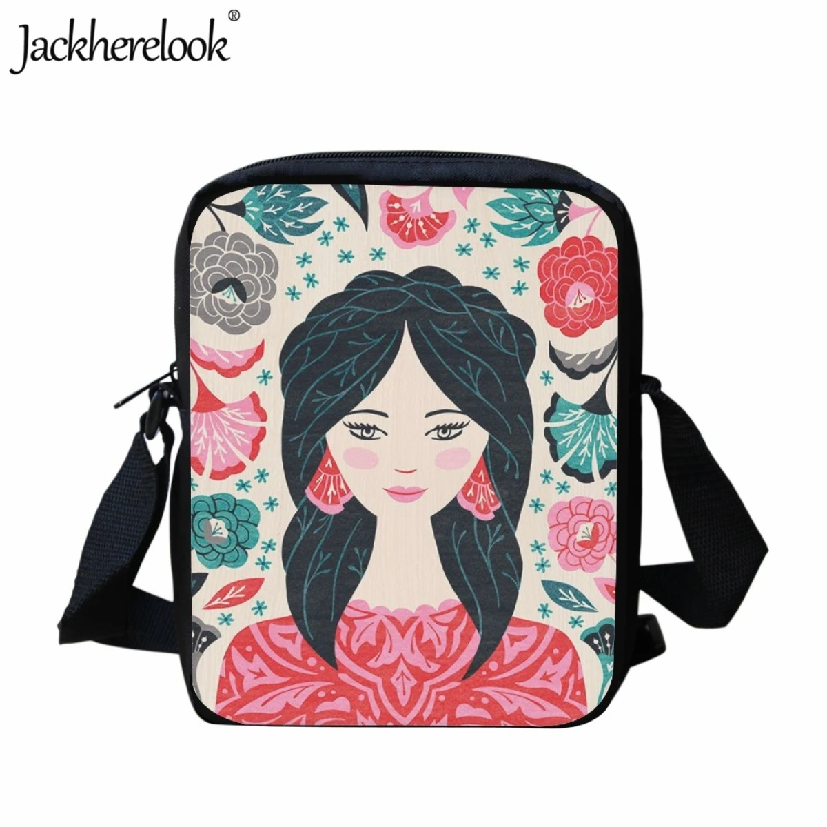 Fashion New Women's Crossbody Bags Hot Flower Girl Art Design Printed Shoulder Bag Ladies Casual Travel Adjustable Messenger Bag