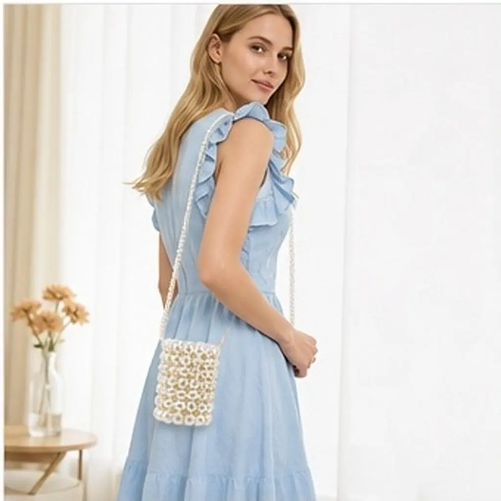 1Pcs Pearl Bucket Bag Fashionable Straddle Bag Lightweight Crossbody Shoulder Tote Moderate Capacity Creative Shopping Storage