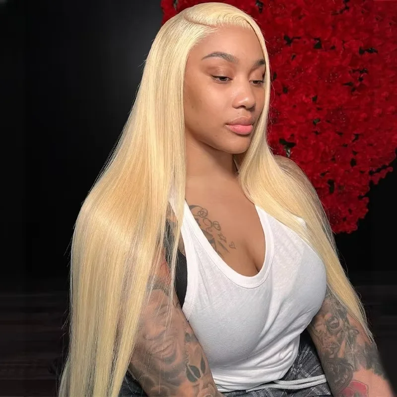 

Blonde 13x6 hd lace frontal human hair wigs Straight Colored Wigs human hair Pre Plucked 30 inch lace front Wig Cheap on Sale
