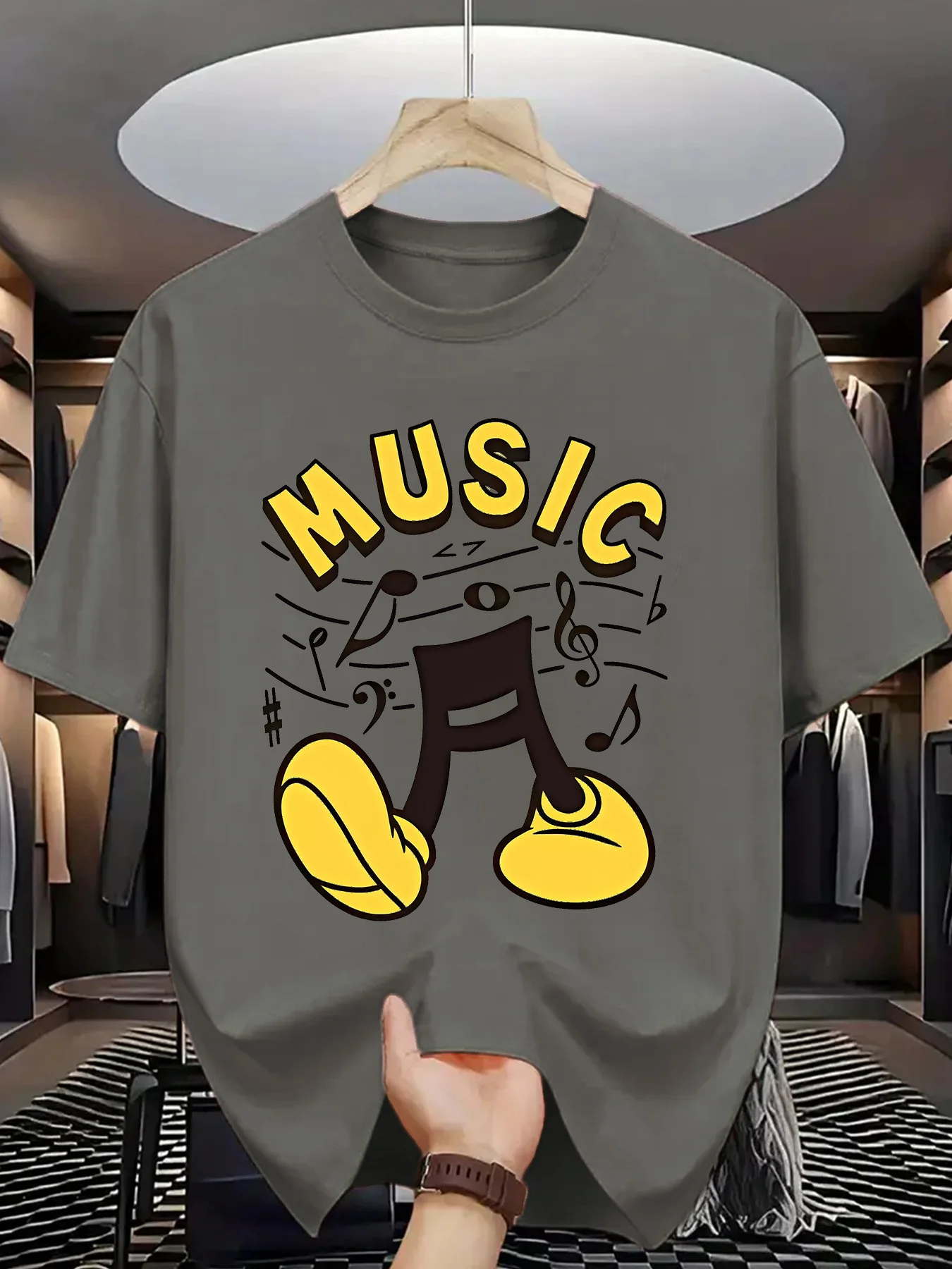 

Men's Summer 100 Cotton Fashionable Casual Sports Loose Fashion Letter Pattern Printed Round Neck Short Sleeve T-shirt Top