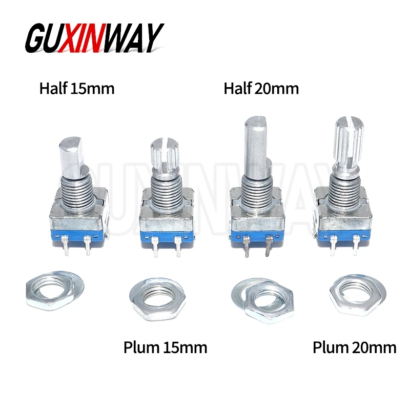 5PCS handle length 15mm 20mm code switch/ EC11 digital potentiometer Half / Plum axis rotary encoder with switch 5Pin
