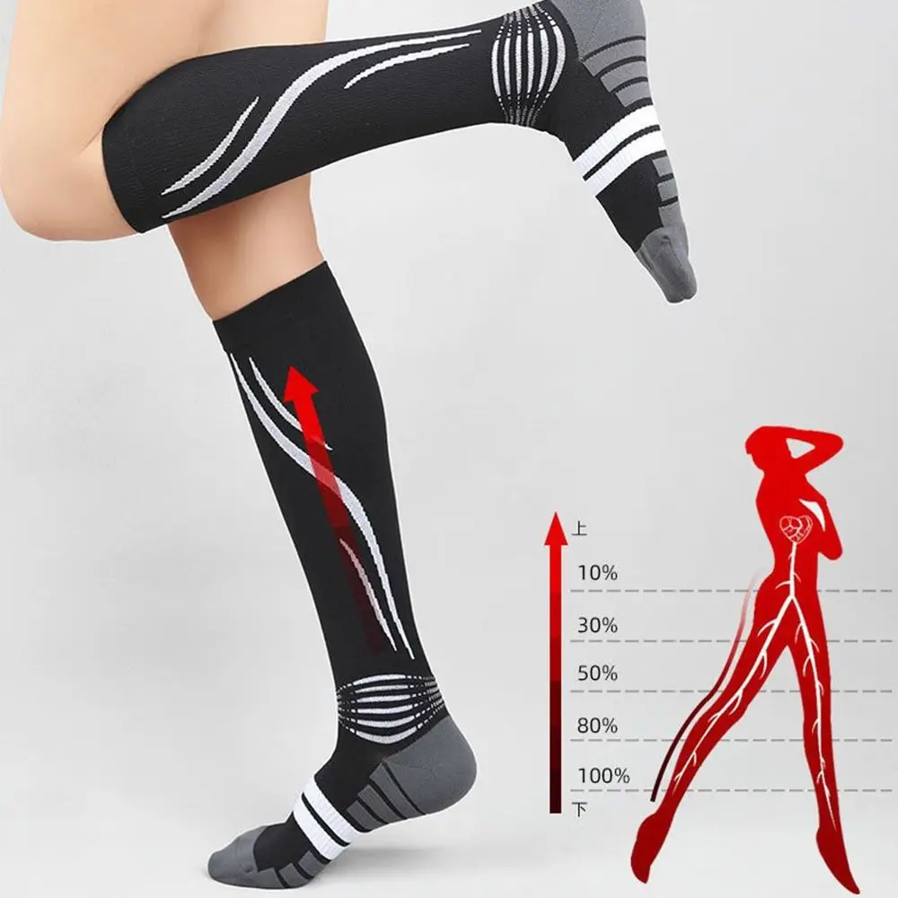 

1 Pair Breathable Sport Calf Compression Sock Comfortable High Elasticity Fitness Long Leg Socks Perspiration Knee High