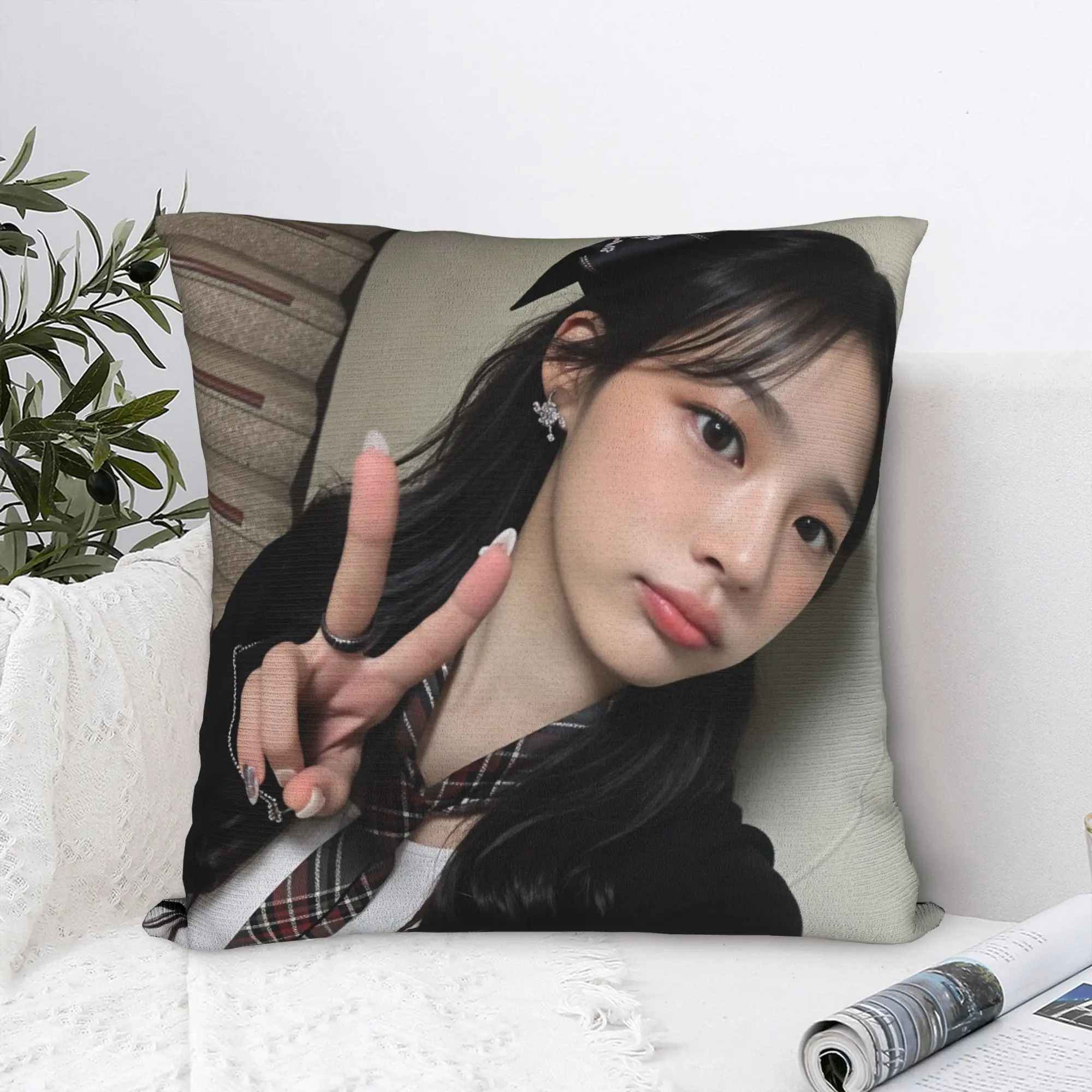 Kpop Girl Minji Bunnies Art Pillowcases  Cute Funny Pillow Case For Living Room Sofa Graphic Pillow Cover