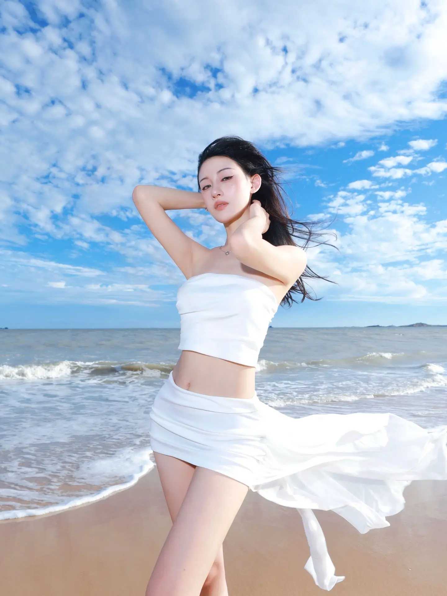 

Outfit Studio Beach Vaion Sle Women's Top And Skirt Set Sa Slimming Spring Faion High Waist Summer Collection