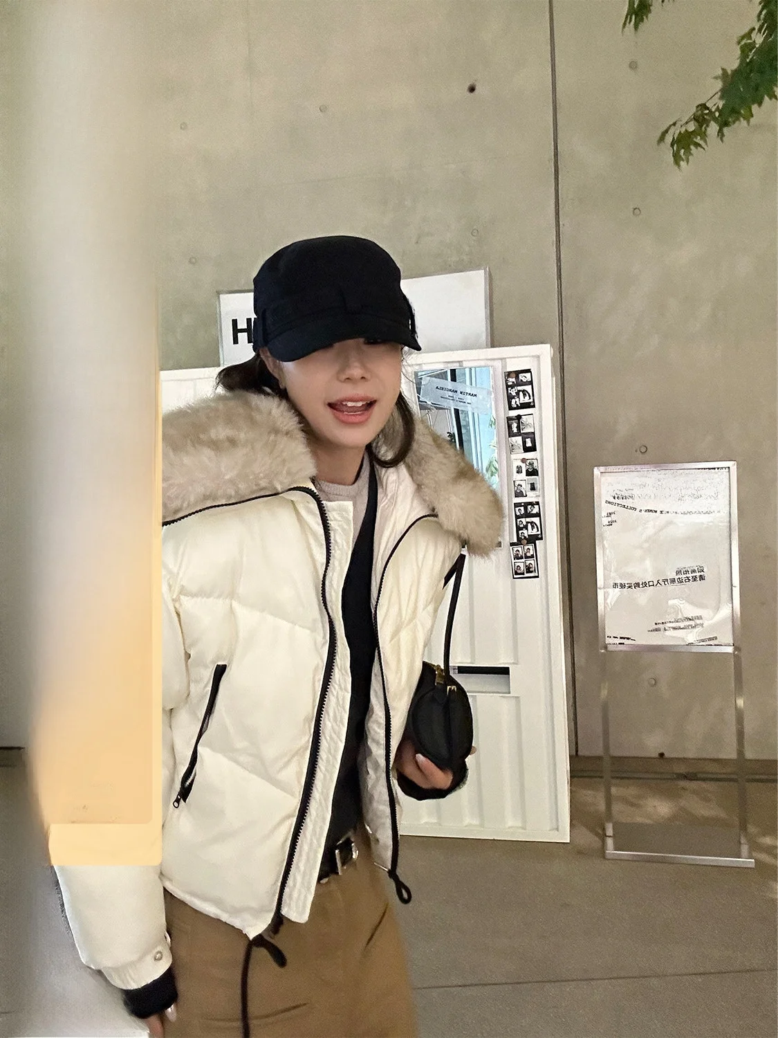 

D YANGJUN Winter Casual Cotton Jaet Women's ort Sle White Cotton Coat with Stand Collar Zipper Closure Long Sve