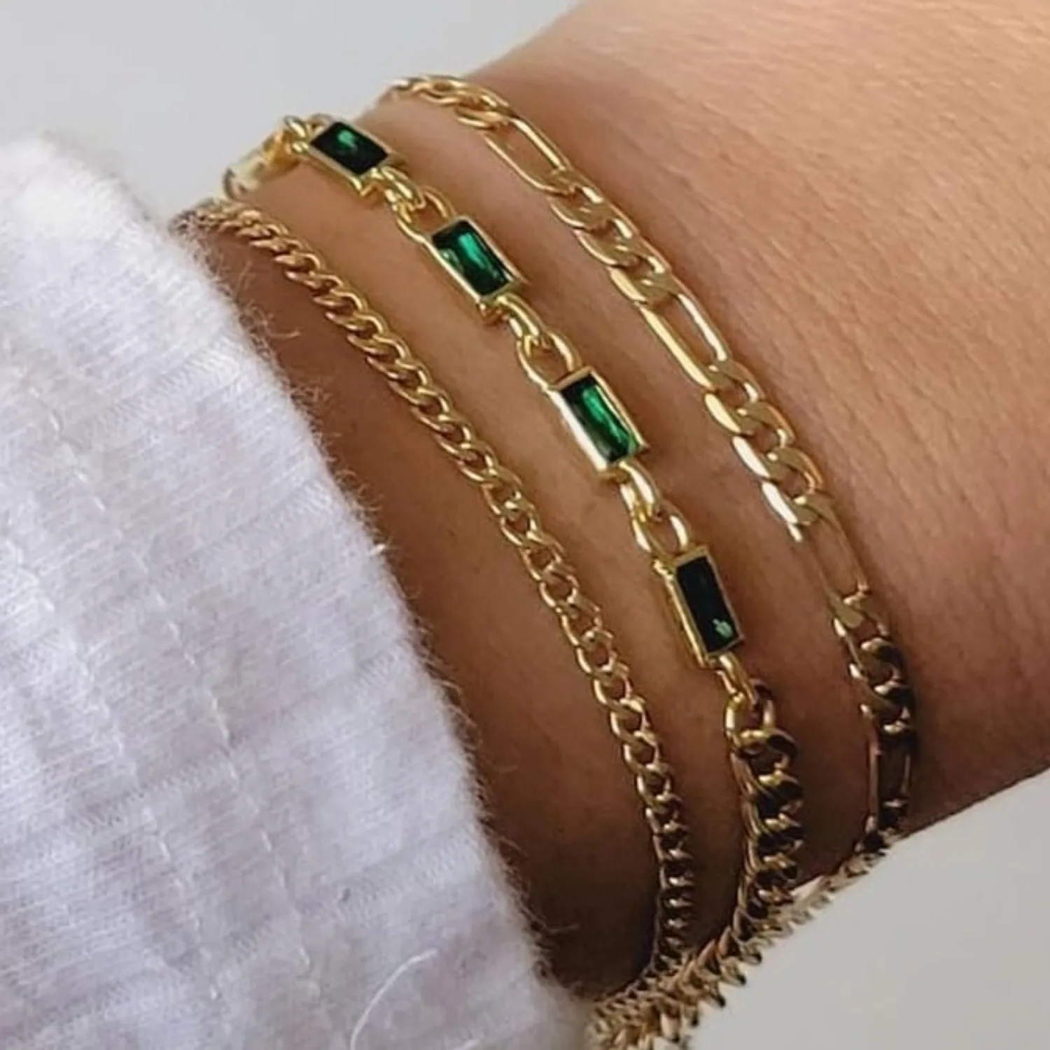Bobisty 14K Gold Plated Bracelets for Women Men Dainty Waterproof Chain Stackable Bracelets Cuban Link Paperclip Jewelry Gift