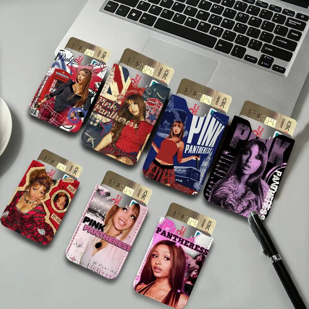 Singer P-Pink P-Pantheress Light and thin mini bag small and portable bus card protective leather case for men and women