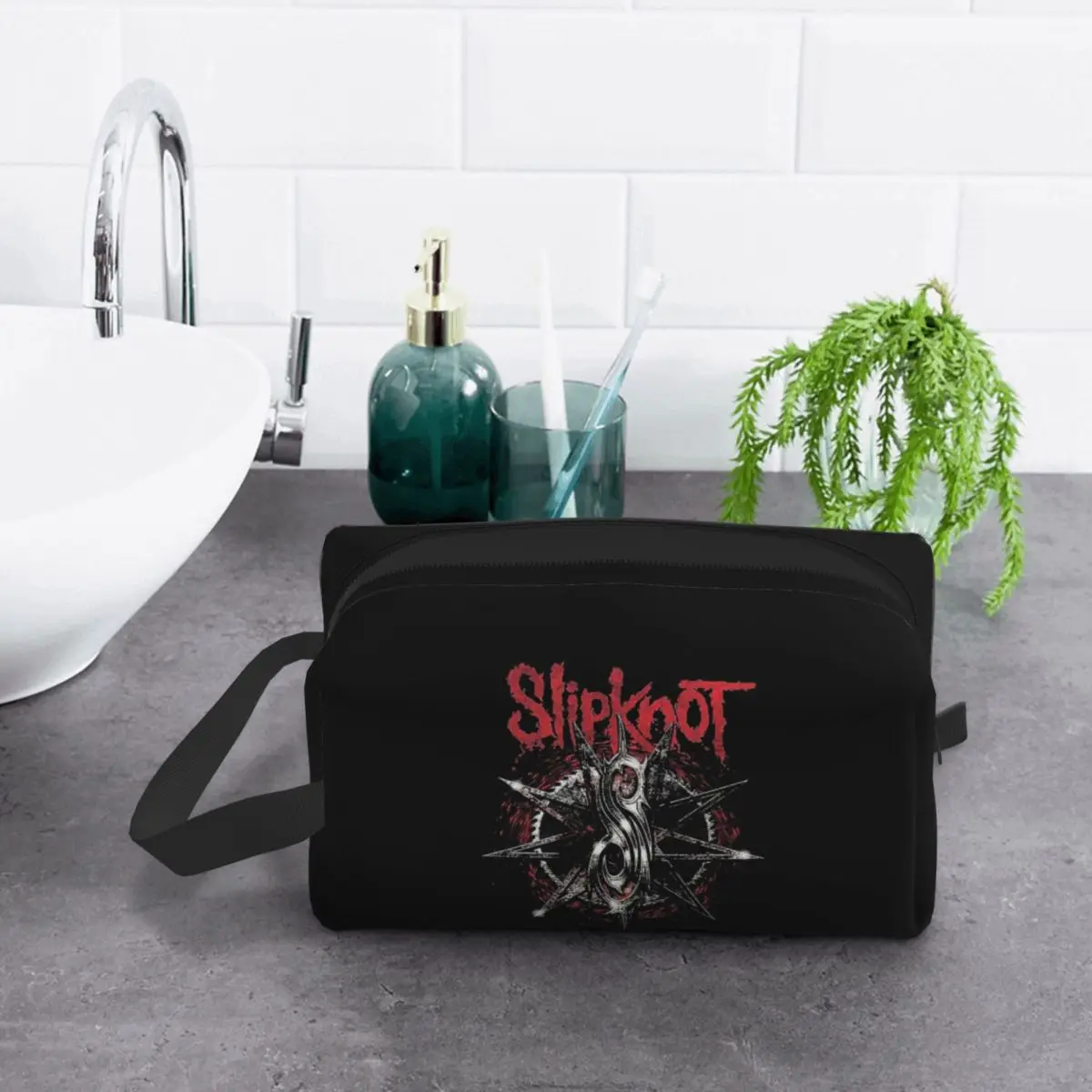 S-Slipknots Heavy Mental Music Makeup Bag Cosmetic Organizer Storage Dopp Kit Toiletry Cosmetic Bag for Women Beauty Travel