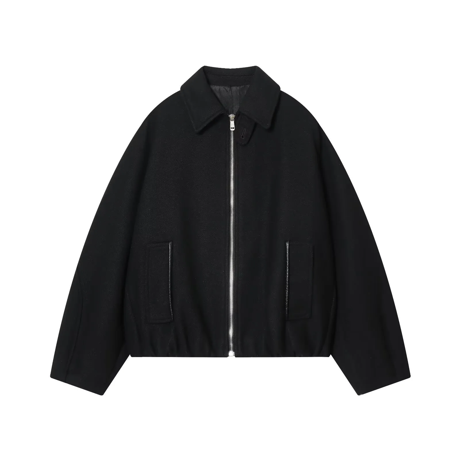 

2025 зима, новый женский модный простой универсальный двухслойный вырез, сращенный ​ ​ Пышная куртка-бомбер с длинными рукавами