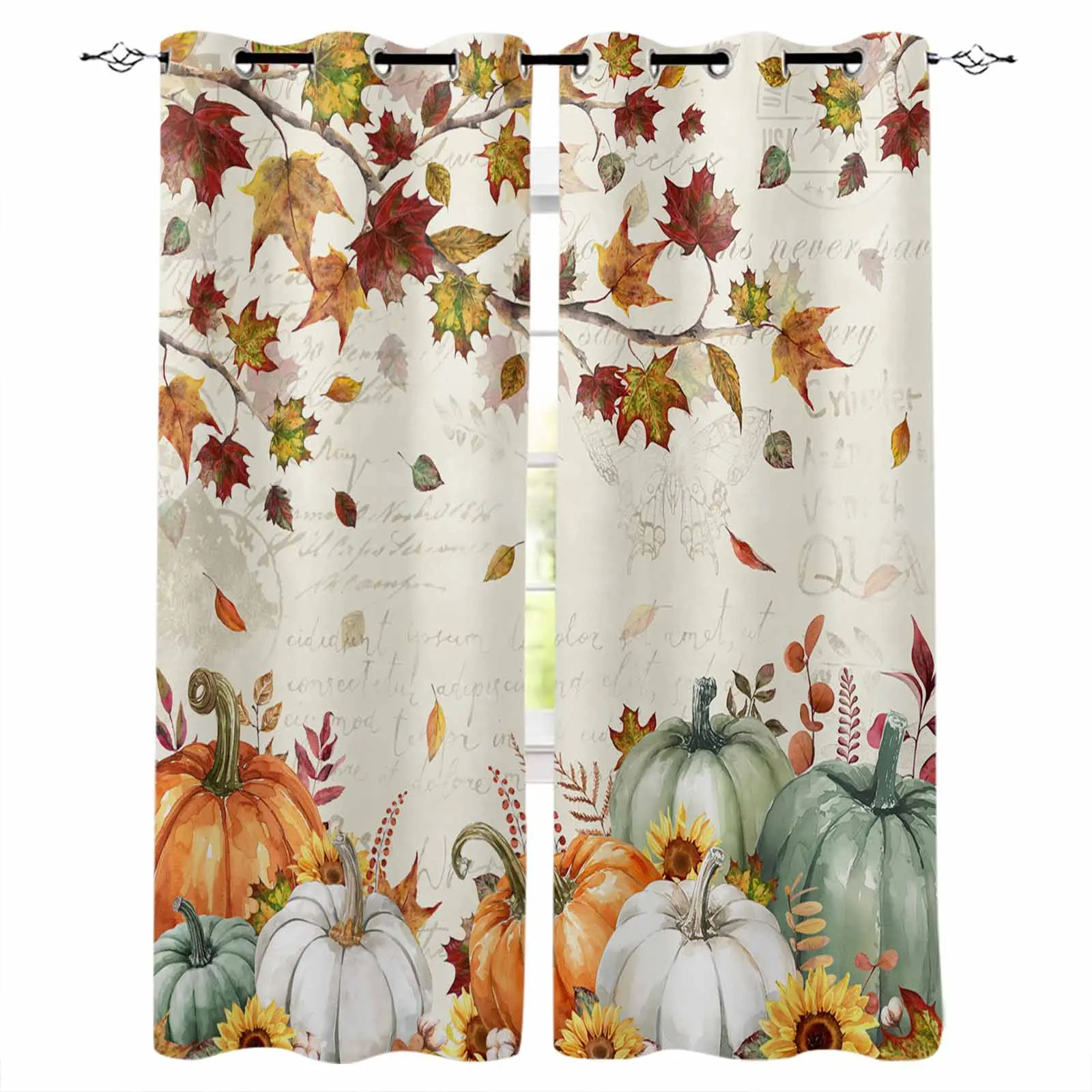 

Thanksgiving Autumn Eucalyptus Curtains For Living Room Kids Bedroom Window Curtain Hall Drape Long Cortinas