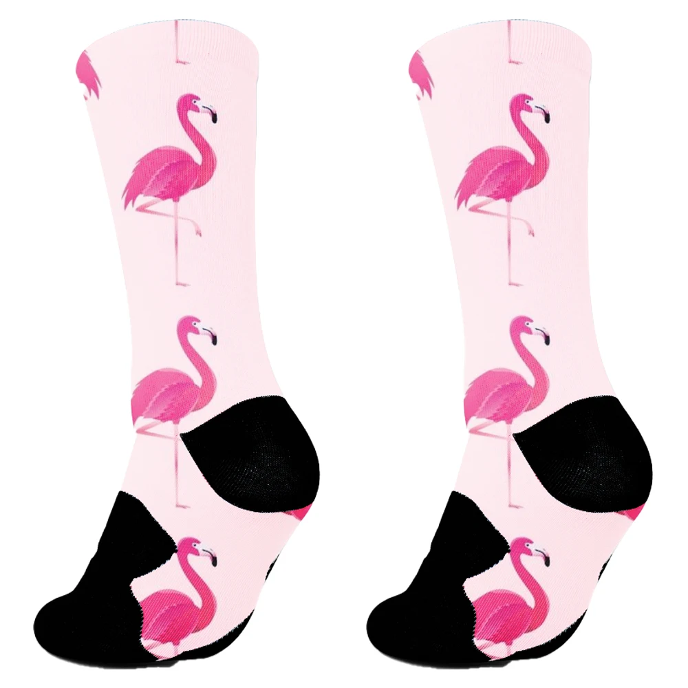 Chaussettes Harajuku pour hommes et femmes, art imprimé, animal de dessin animé drôle, équation de chat et de papillon, mode colorée