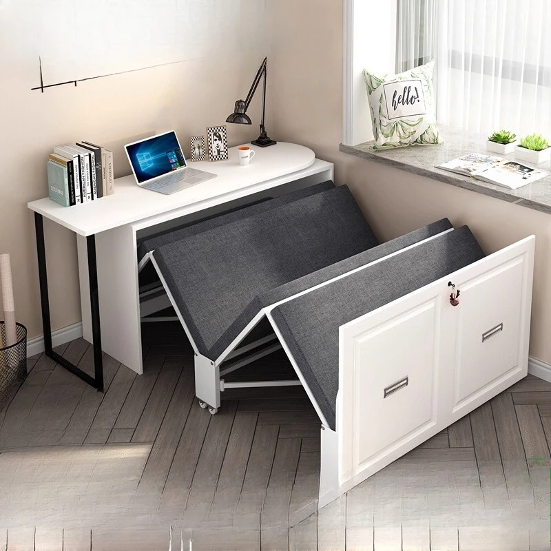 

Office lunch break invisible folding bed single home desk hidden bed table bed integrated dual use