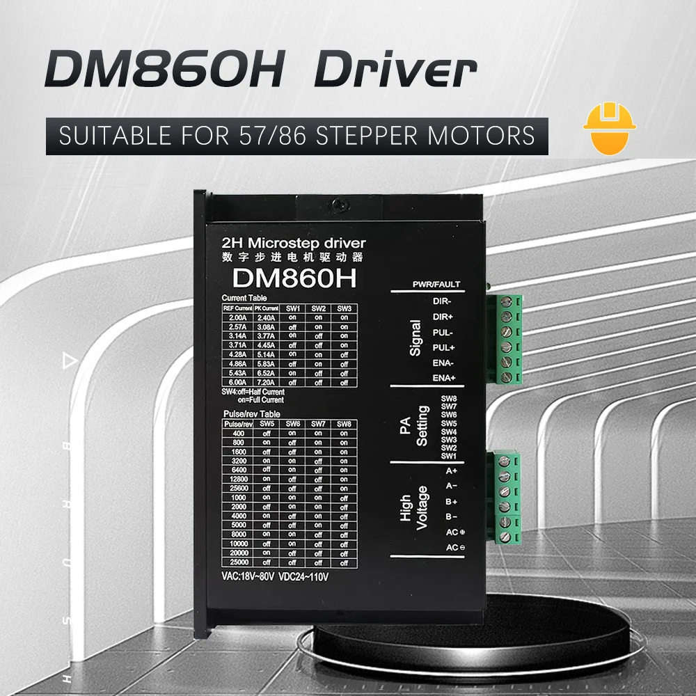 

DM860H Stepper Motor Drive 0-200khz AC18-80V or DC 24-110V 2A-7.2A 2H Microstep Drive Suit For Nema34 Stepper Motor